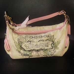 Rare COACH cream/pink sparkly purse